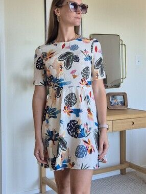 & Other Stories tropical floral print open back dress A-Line Dress 4